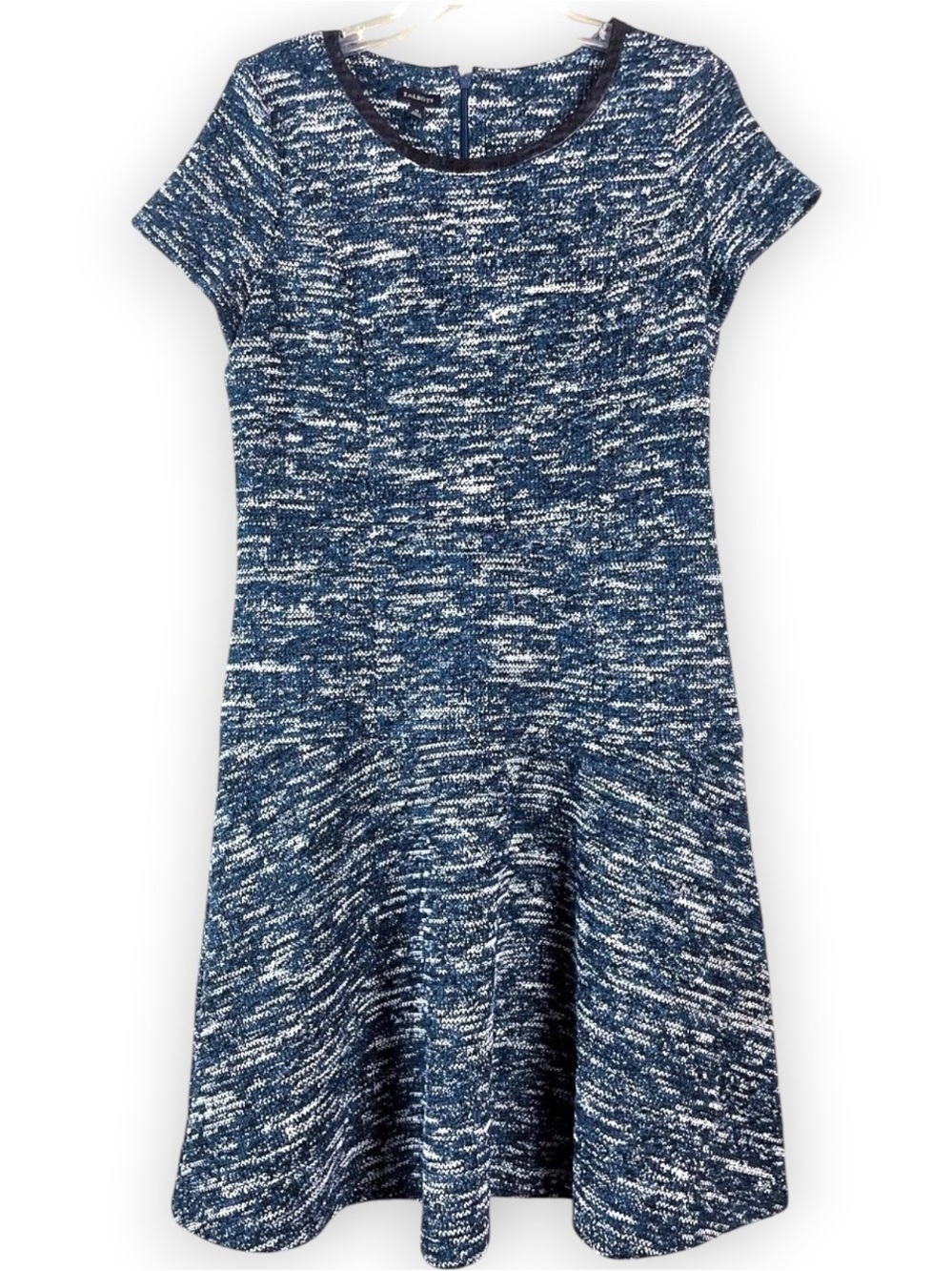 Talbots Textured Fit & Flare Dress in Blue & White Size 12 Like New